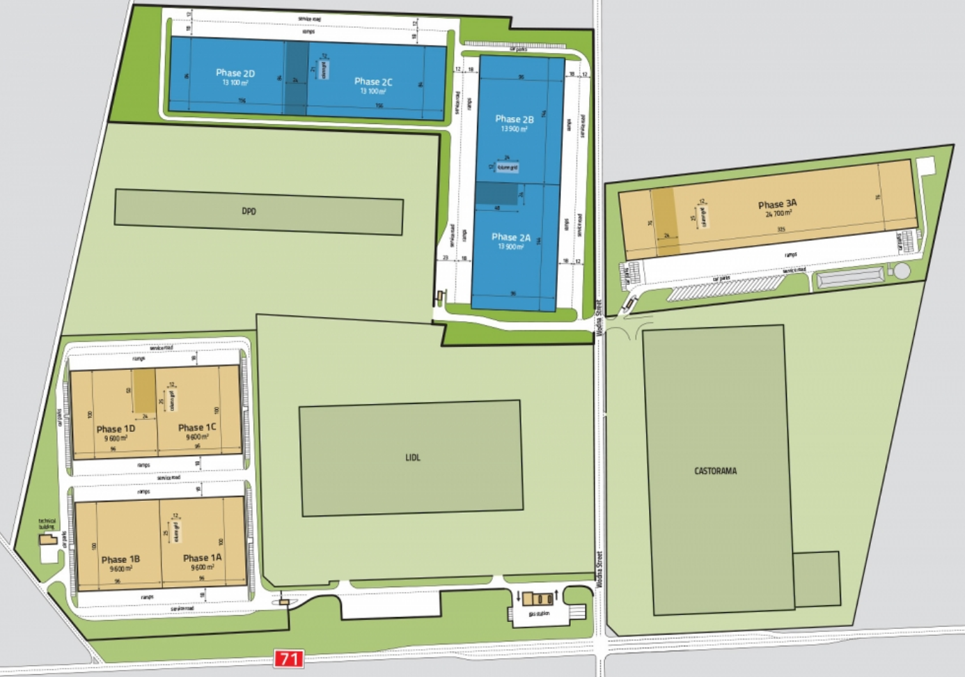 Warehouses for rent in Warehouses Diamond Business Park Stryków. Siteplan.