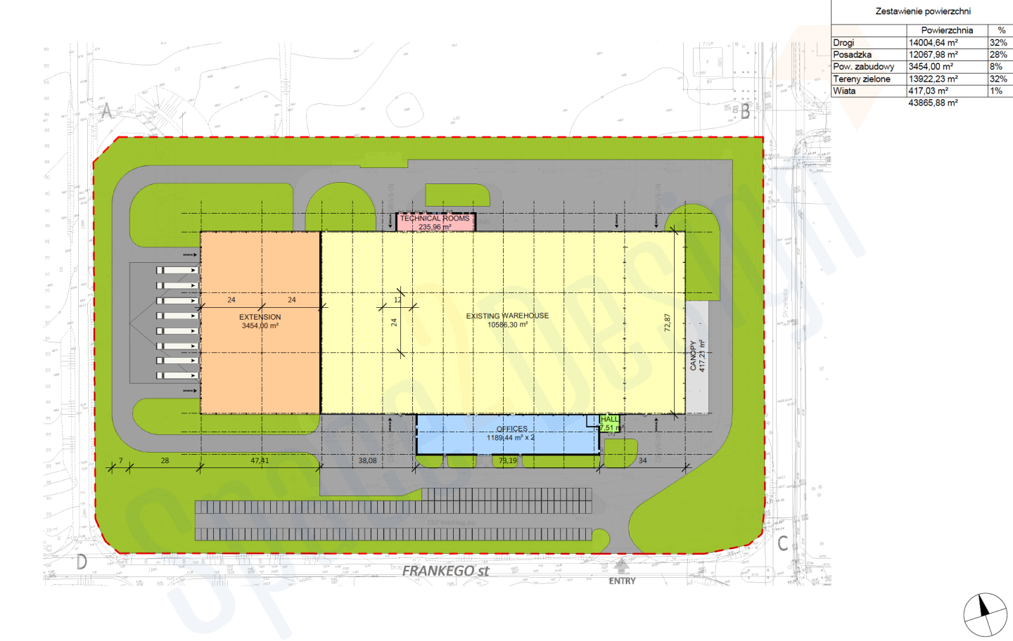 Warehouses for rent in Warehouses Exeter Park Bydgoszcz. Siteplan.