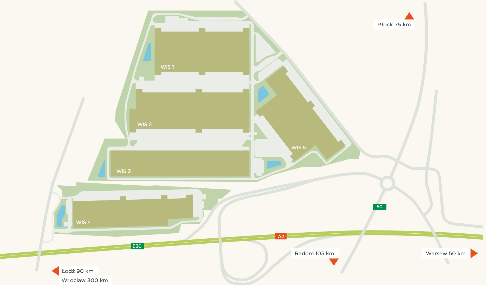 Warehouses for rent in Warehouses CTPark Warsaw West. Siteplan.