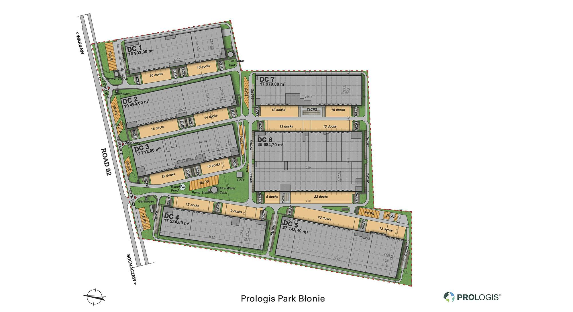 Warehouses for rent in Warehouses Prologis Park Błonie. Siteplan.