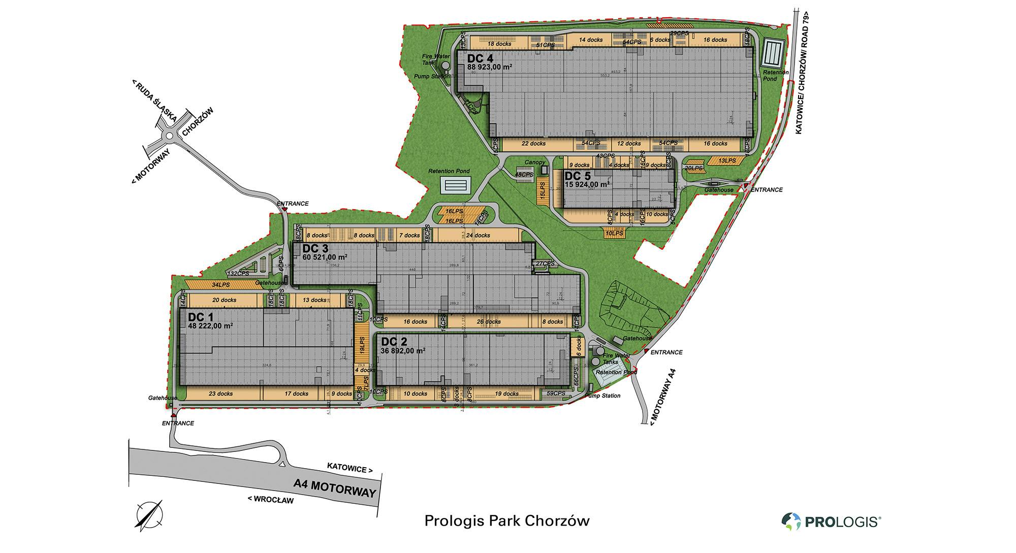 Warehouses for rent in Warehouses Prologis Park Chorzów. Siteplan.