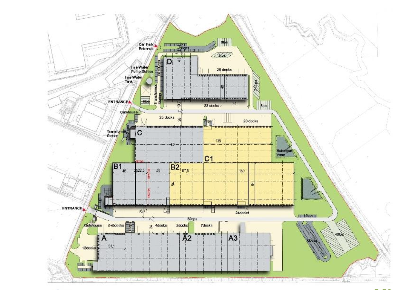 Warehouses for rent in Warehouses MLP Poznań. Siteplan.