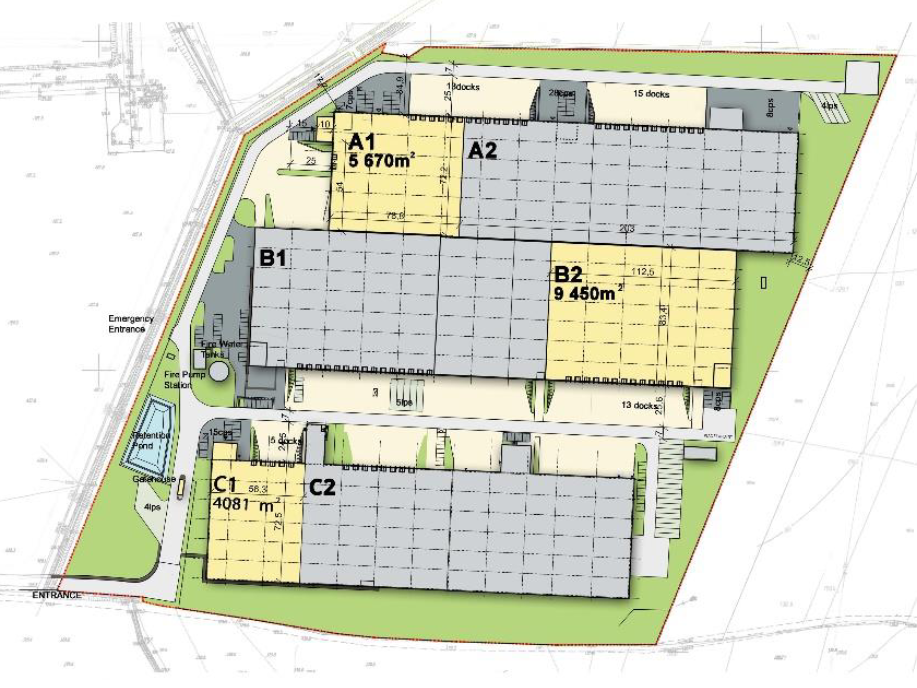Warehouses for rent in Warehouses MLP Wrocław. Siteplan.
