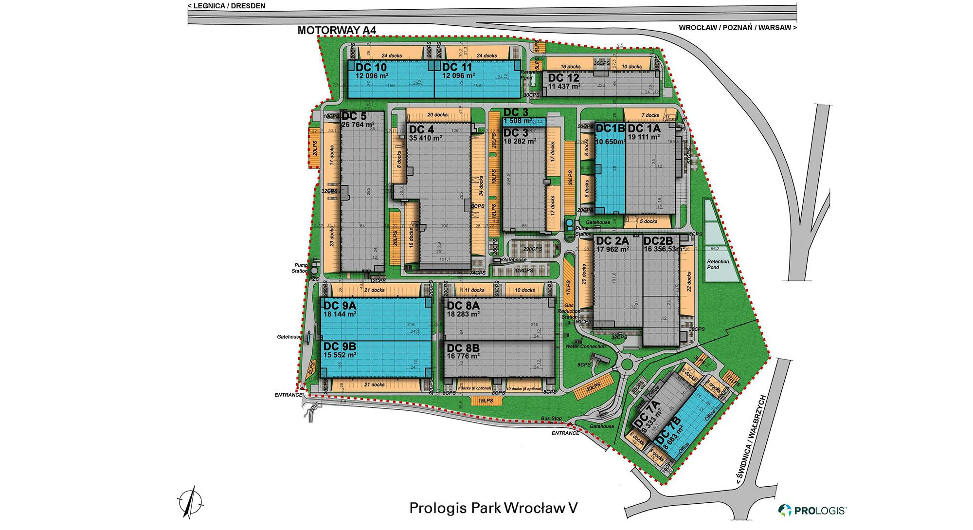 Warehouses for rent in Warehouses Prologis Park Wrocław V. Siteplan.